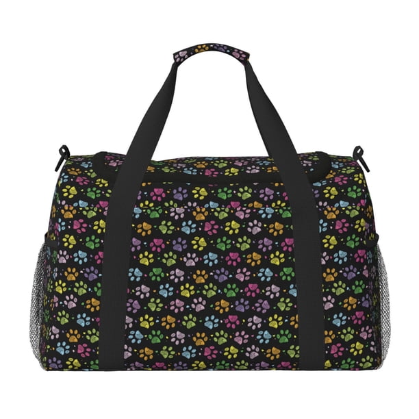Balery Colorful Paw Bolsa de Gimnasio para Mujeres, Bolsa de Viaje con Bolsillo Húmedo, Bolsa de Fin de Semana para Mujeres, Bolsa de Viaje Resistente al Agua