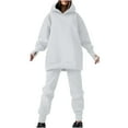 thumbnail image 2 of 2 Piece Sweatsuit Outfits for Women Winter Thick Fleece Sherpa Lined Warm Long Sleeve Hoodies Sweatshirt Casual Sweatpants Tracksuit Lounge Set, 2 of 6
