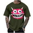 thumbnail image 2 of T-shirts for Men Printed Short Sleeve Casual Round Neck T-shirt Top Army Green XXL Mens Tops, 2 of 4