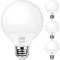 CERPXFF-G25 LED Globe Light Bulb 60W Equivalent, Daylight White 5000K E26 Base Round Vanity Light Bulbs for Bathroom Makeup Mirror, Non-Dimmable 4-Pack