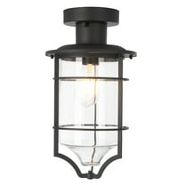 SAFAVIEH Rueda 8 in. Rustic Bronze Steel Mount Light with Black Shade