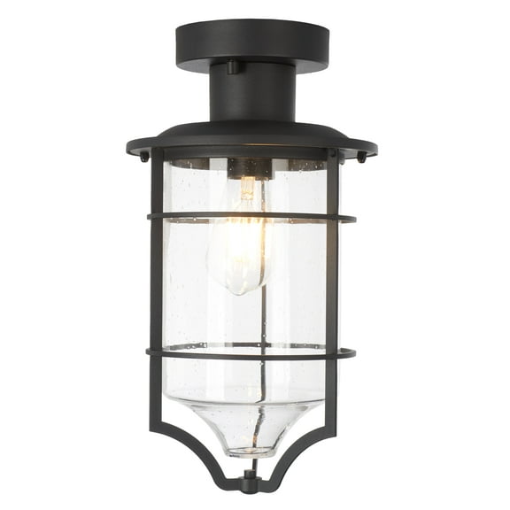 SAFAVIEH Rueda 8 in. Rustic Bronze Steel Mount Light with Black Shade