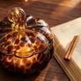 thumbnail image 4 of Luxury Pumpkin Glass Candle, 3-Wick Pumpkin Spice Soy Wax Candle with Reusable Amber Glass Jar, Elegant Fall Centerpiece for Halloween, Thanksgiving & Autumn Home Decor Gift, 4 of 7