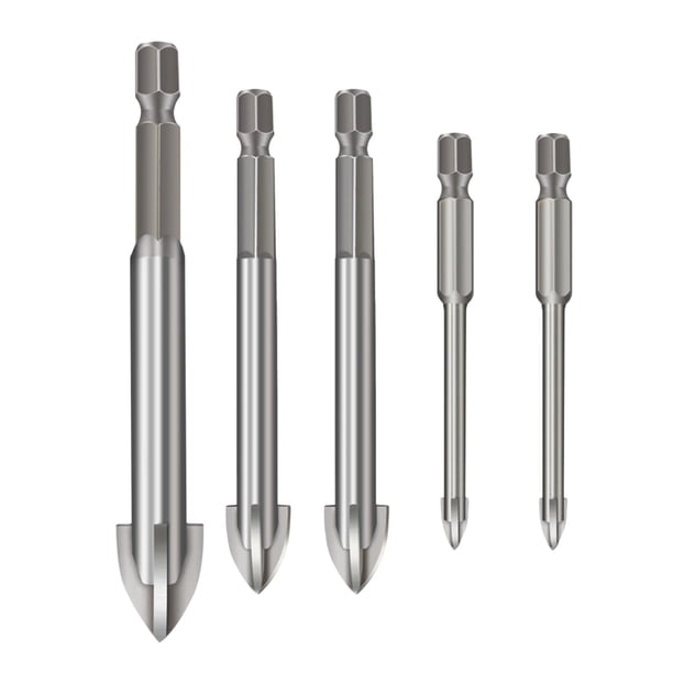 Juego de brocas triangulares multifunción de 3-7 mm para cerámica, azulejos de pared, mármol, vidrio, sierra perforadora, brocas de diamante para vidrio y madera. Plata