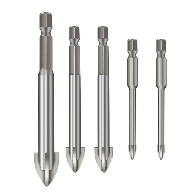 Juego de brocas triangulares multifunción de 3-7mm, de pared de cerámica, perforación de vidrio de mármol, brocas de perforación de madera de vidrio de diamante Plata Zulema broca de carburo