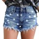 thumbnail image 1 of Pantalones cortos vaqueros rasgados informales de talle medio con bolsillos pantalones cortos con estampado de vaca pantalones cortos con estampado de vaca para mujer, 1 of 5
