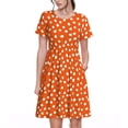 thumbnail image 1 of Disketp Dots On Orange Background para Vestido de Manga Corta para Mujeres, Vestidos de Verano para Mujeres, Casual y Holgado para la Playa, 1 of 6