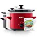 thumbnail image 3 of KOOC Small Slow Cooker, 2-Quart, Free Liners Included for Easy Clean-up, Upgraded Ceramic Pot, Adjustable Temp, Nutrient Loss Reduction, Stainless Steel, Red, Round, 3 of 15