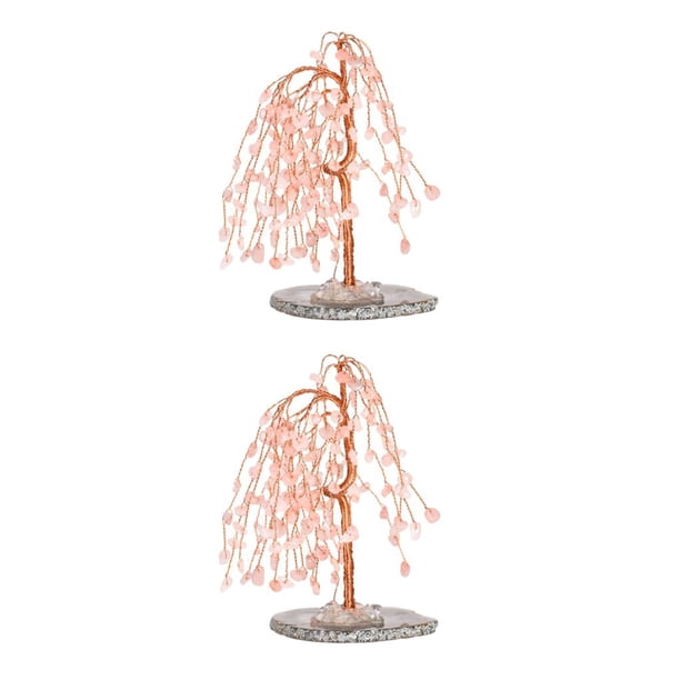 Inteprter Exquisita decoración de árbol: buenos deseos y significativo adorno para el hogar o la oficina, árbol seguro, escritorio, color rosa Rosa 2Conjunto