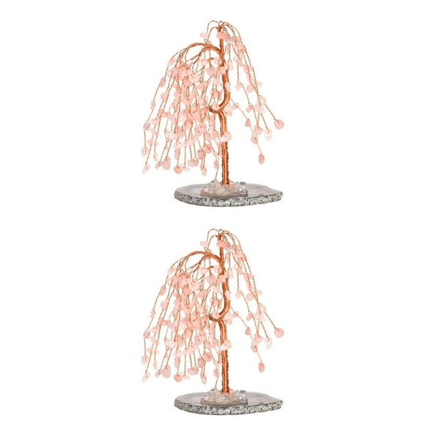 Decodeary Exquisite Tree Decoration - Good Wishes And Meaningful Home Or Office Ornament Safe Tree Desktop Pink 2Set