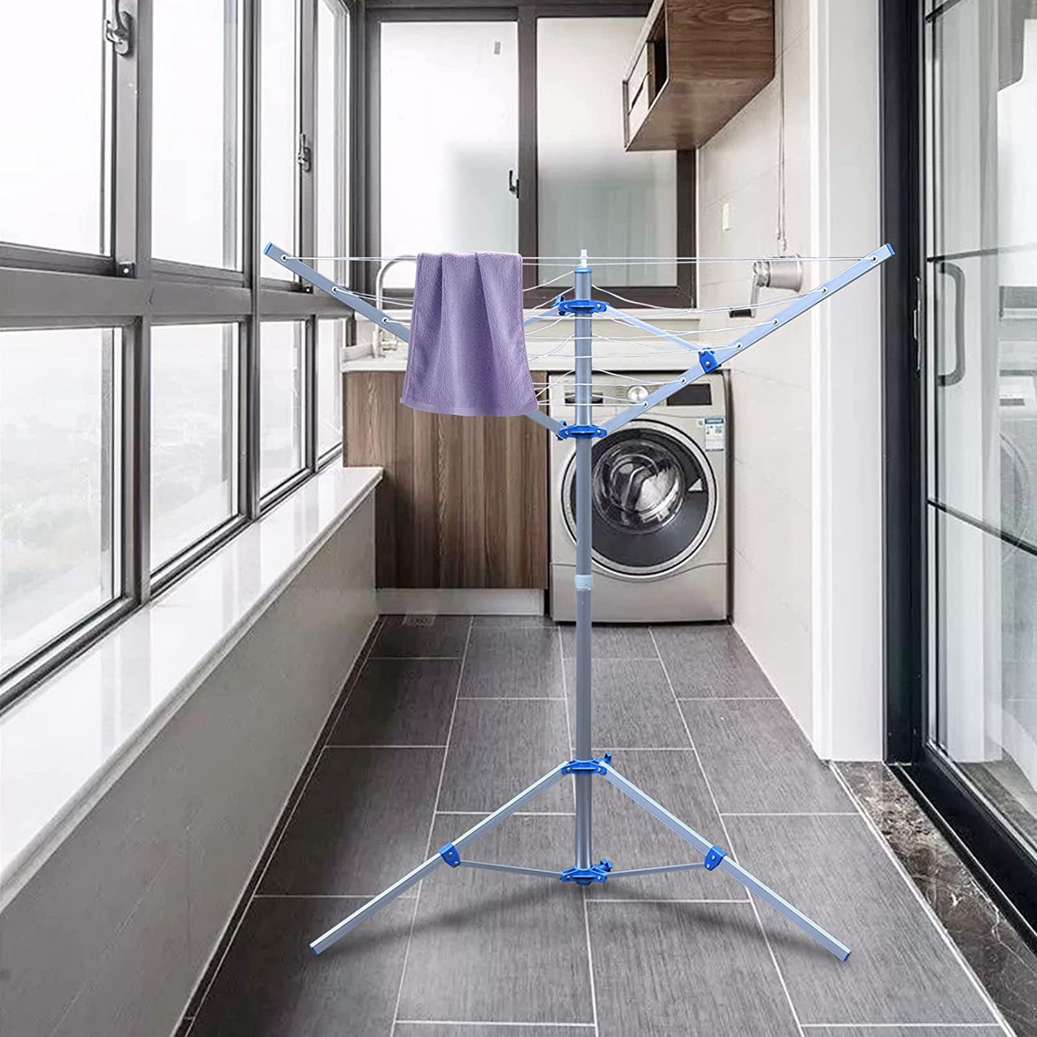 3arm Folding Laundry Dryer Umbrella Style Clothes Drying Rack Outdoor