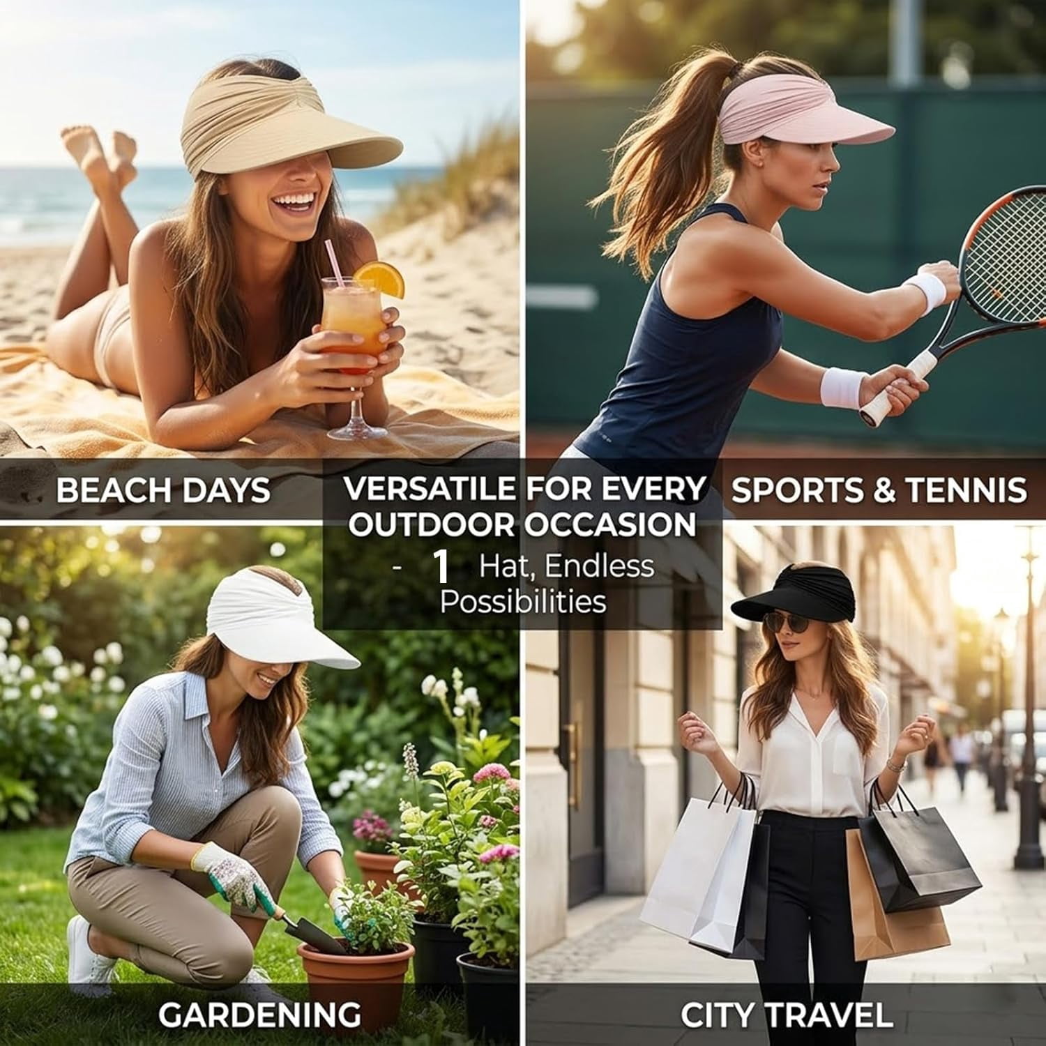 Exclaimyell Women's Sun Visor Hat with UPF 50+ Protection and Wide Brim