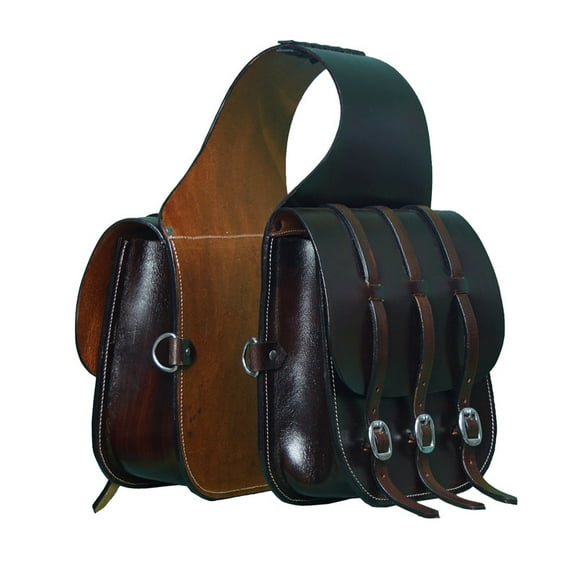 Leather Saddle Bag Three Strap Plain Leather Design