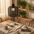 thumbnail image 5 of Woven Iron Lamp Shade 5.90in Rustic Pendant Light Cover with Vertical Open Weave Design Decorative Ceiling Lighting Accent for Living Room Dining Room Bedroom Kitchen Farmhouse Boho Decor, 5 of 6