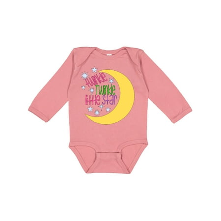 

Inktastic Twinkle Twinkle Little Star with Yellow Moon Gift Baby Boy or Baby Girl Long Sleeve Bodysuit