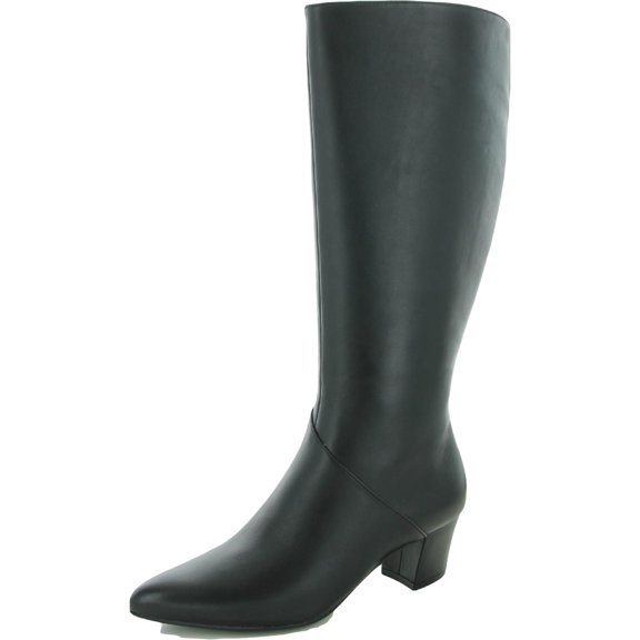 Naturalizer Womens Melanie Leather Zip Up Knee-High Boots Black 8.5 Wide (C,D,W)