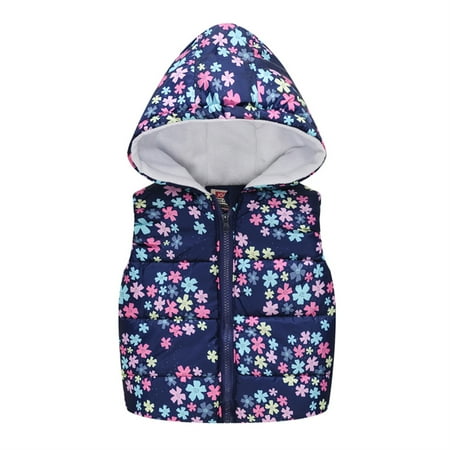 

SHENGXINY Kids Vest Baby Girls Cute Cartoon Pattern Zipper Windproof Sleeveless Waistcoat With Hooded Coats Fall Winter Baby Clothing 12M-5Y