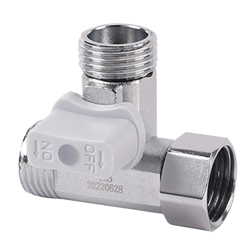 PATIKIL 9/16 And G 9/16 Polished Bidet T Valve Adapter - Brass Nickel Coated 3 Way Shower Diverter Valve For Bidet Installation