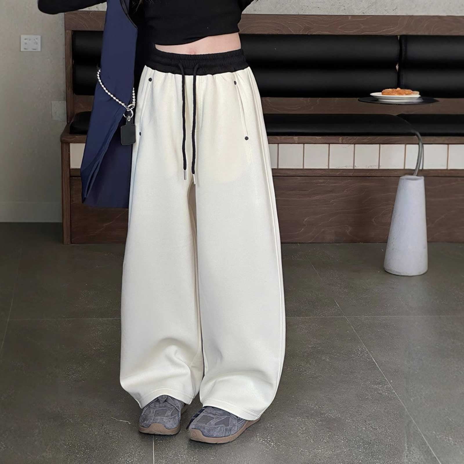 LWNYDPLSD Navy Blue Sweatpants Sleep Pants Girls White Pants Sweatpants Cotton Preteen Clothes Childrens Clothes Girls Size 10-12 Clothes, Beige 7-8 Years