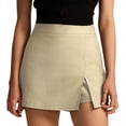 thumbnail image 3 of Lixiuxyad Skirt for Women High Waist Split Hem Skirt Pants For Stretchy Zipper Culottes Shorts Slacks,Beige, 3 of 7