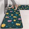 thumbnail image 2 of Astronaut Cat and Planet Anti Fatigue Kitchen Rugs Set Of 2, Non Slip Washable Decorative Floor Mats for Sink Laundry and Home Use, 17"x47", 2 of 5