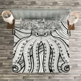 thumbnail image 3 of Ambesonne Octopus Quilted Bedspread Set 3 Pcs, Style Mandala Motif, King Size, Black White, 3 of 3