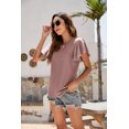 thumbnail image 4 of Purcoar Womens Ruffle Blouses Summer Shirts Short Sleeve Knit Tops, 4 of 5