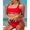 Green, variant on Bikini Set for Women Two Piece Swimsuits Mid Waisted Adjustable Wide Straps Belt Backless