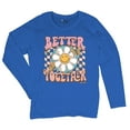 thumbnail image 5 of Better Together Women's Long Sleeve T-shirt Vintage Retro Boho Style 70s Floral Vibe Hippie Peace Love Friendship Bohemian, 5 of 7