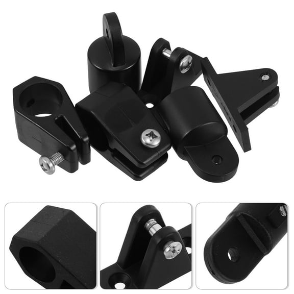 FRCOLOR 6pcs Yacht Accessories Bimini Top Fitting Hardware Concave Base Hardware Boat Jaw Slide Eye End Cap Deck Hinges For Yacht Marine Canopy Parts Black