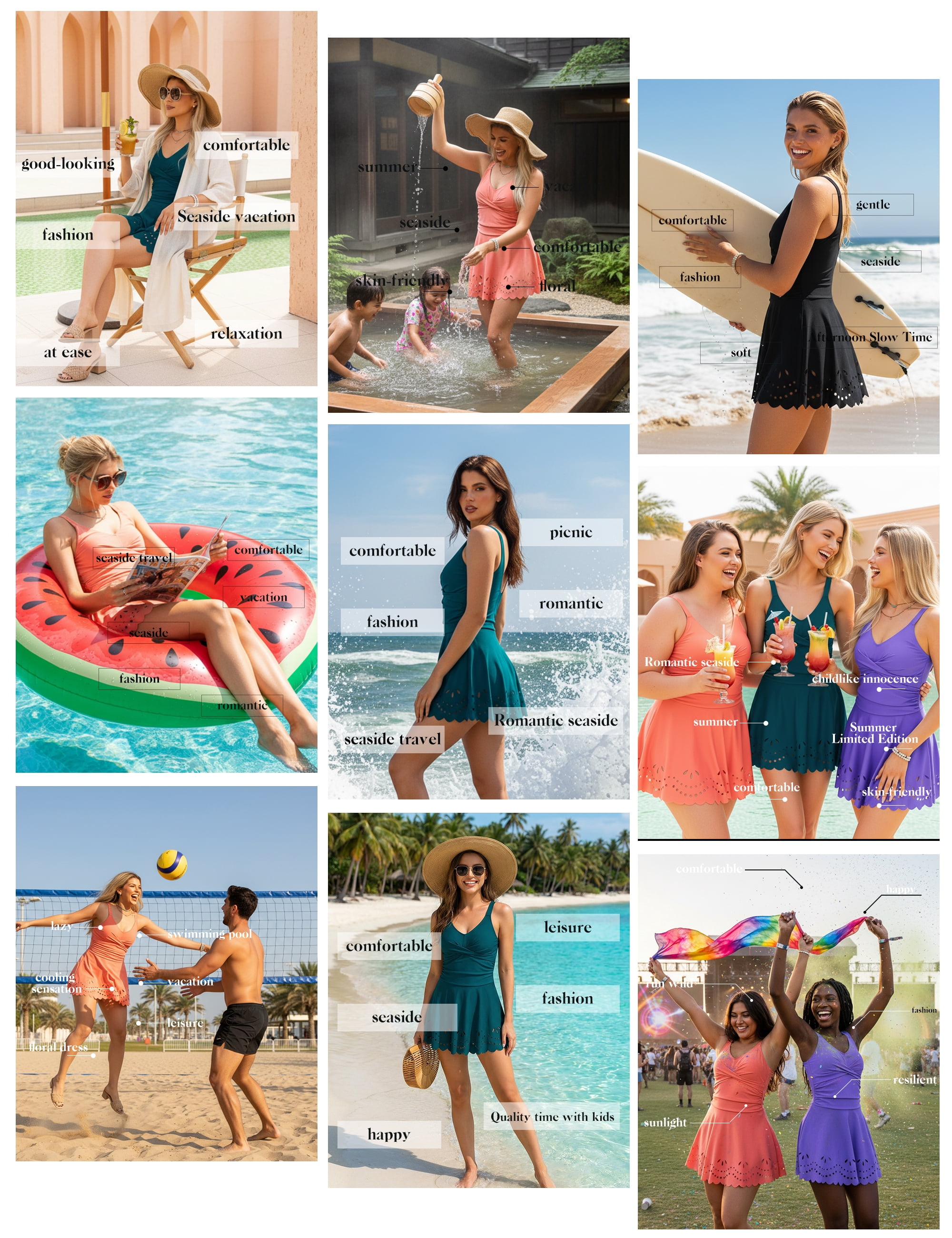 a.Jesdani Womens One Piece Swimsuit Tummy Control with Cutout Skirt Bathing Suit Modest Twist Front Swim Dress Black S