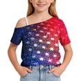 thumbnail image 5 of ITSAME Girls 4th of July Patriotic T-Shirts One Shoulder Tops Independence Day Graphic Tees Multicolor Size 13, 5 of 9