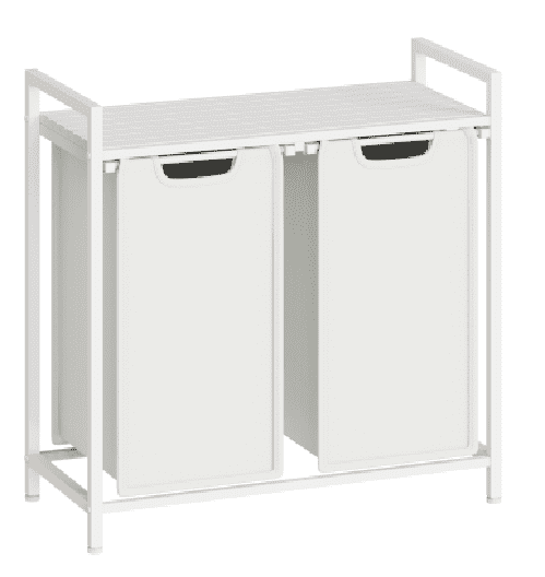 Laundry Sorter with 2 Removable Bags & Storage Shelf, Heavy-Duty Metal Frame, 24.2 Gallons (92L) Capacity, 2-Compartment Organization, White