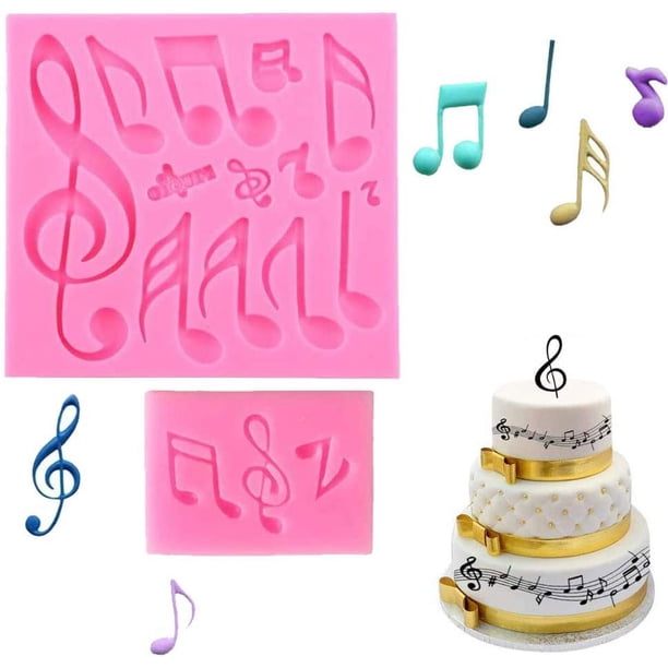 Molde de silicona para fondant con forma de notas musicales, moldes de silicona con forma de caramelo musical, decoración de fondant, decoración para repostería, cumpleaños, bodas y fiestas