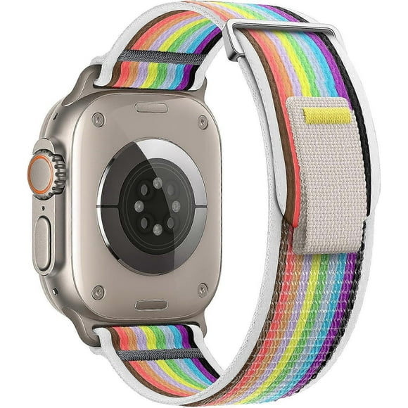 Milky White Loop Compatible with Apple Watch Ultra 49mm 45mm 44mm 42mm,Adjustable Nylon Sport Band Strap for Apple Watch Series Ultra 8 7 6 5 4 3 2 1