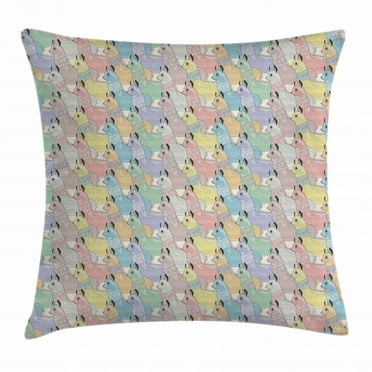 Teen Room Decor Throw Pillow Cushion Cover, Cute Little Alpacas Pattern Soft Toned Camel Animal Kids Nursery Folk Print, Decorative Square Accent Pillow Case, 20 X 20 Inches, Multicolor, by Ambesonne