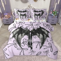 Feelyou Magic Angel Wing Bedding Comforter Set 7pcs for Girl, Purple Princess Bowknot Queen Bedding Sets, Fairy Tale Theme Reversible Queen Sheet Sets, Microfiber Bedroom Decor