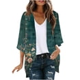 thumbnail image 2 of NTACZA Floral Summer Cardigans for Women Lightweight 3/4 Sleeve Flowy Open Front Boho Kimono Coverups Beachwear Relaxed Green, 2 of 5
