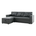 thumbnail image 4 of Laura Dark Gray Leather Sleeper Sofa with USB & Pull Out Sofa Bed, 4 of 11