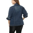 thumbnail image 5 of Women Plus Size Stitching Button Front Washed Denim Jacket Blue 2X, 5 of 5