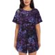 thumbnail image 1 of Fotbe Lilac Conjunto de Pijama Estampado para Mujer, 2 Piezas, Ropa de Dormir con Camiseta de Manga Corta y Shorts Suaves-Small, 1 of 6