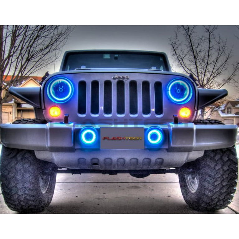 7 pouces Led Blue Halo Lights pour Jeep Wrangler JK Blue Halo