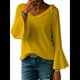thumbnail image 1 of Blusa de Mujer con Volantes, Mangas 3/4, Cuello en V, Informal, para Negocios, y Verano Amarillo M, 1 of 6