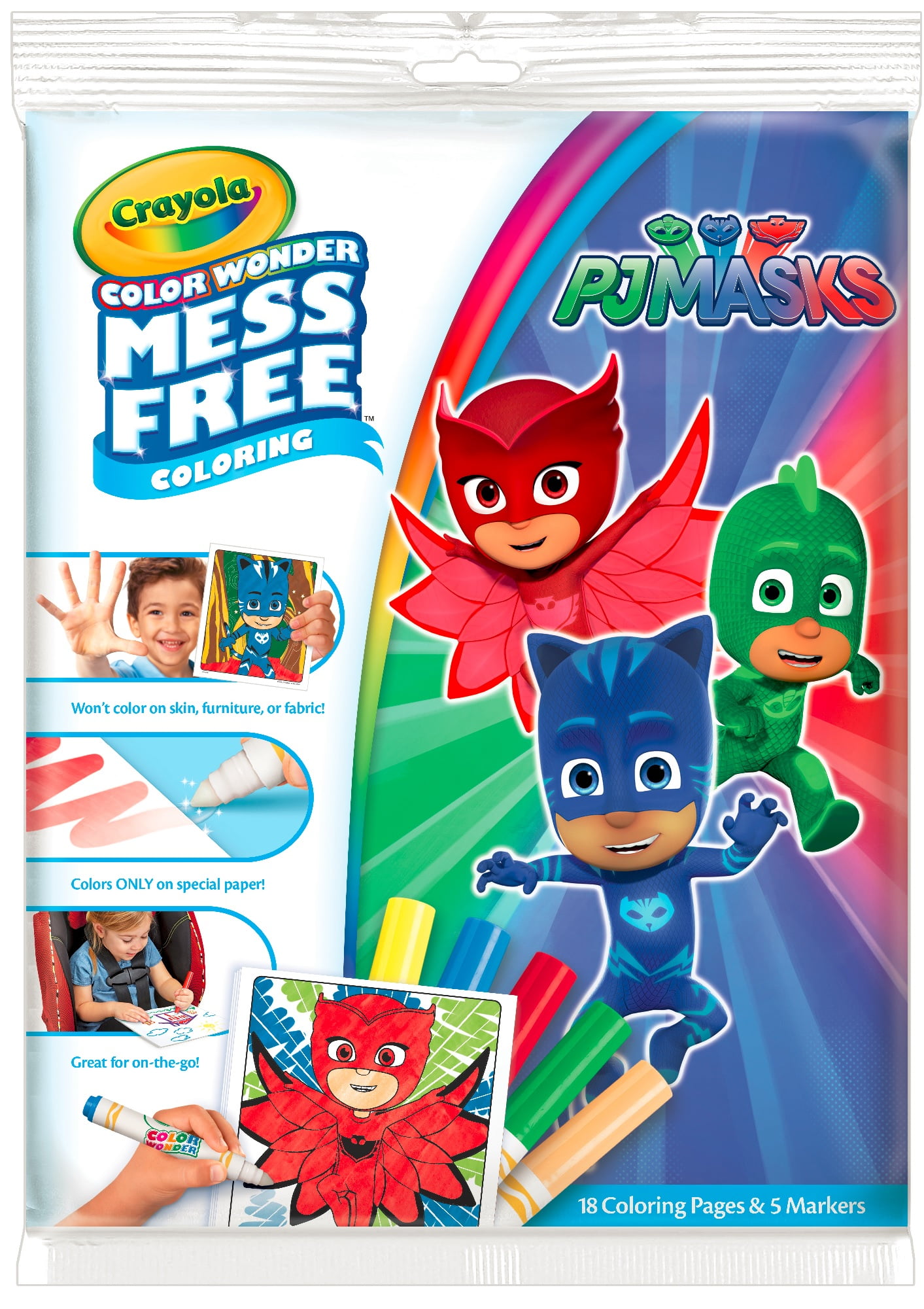 6 4 Mess Free Coloring 5 Gift for Kids Crayola Color Wonder PJ Masks Coloring Book Pages & Markers Age 3 