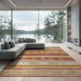 thumbnail image 2 of ODIKA 8'x10' Washable Area Rug Durable, Non-Slip Southwestern Stripe Diamond Lattice Vintage Distressed Entryway for Living Room, Under Sectional, Family, 2 of 7
