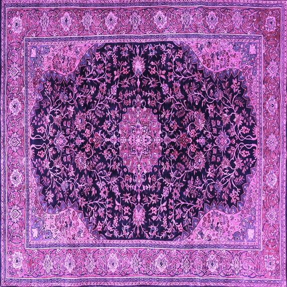 Ahgly Company Indoor Square Medallion Purple Traditional Area Rugs, 4' Square