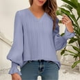 thumbnail image 2 of Breezora Women's Casual V Neck Long Sleeve Shirt Simple Fall Fashion Soft Comfort T Shirt Style Top S Size Light Violet, 2 of 7