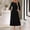 002 Black, variant on Women's Lantern Long Sleeve Ribbed Knit Sweater Dress Casual Crew Neck High Waisted Long Dresses A-Line Ruffle Hem Flowy Dresses
