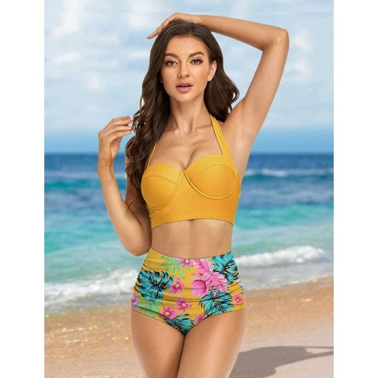 Angerella Women Vintage Polka Dot High Waisted Bathing Suits Bikini Set Walmart