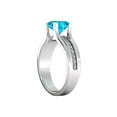 thumbnail image 3 of 14K White Gold 5.20 ctw Blue Topaz Ring with Diamonds Bridge Channel set Princess, 3 of 7